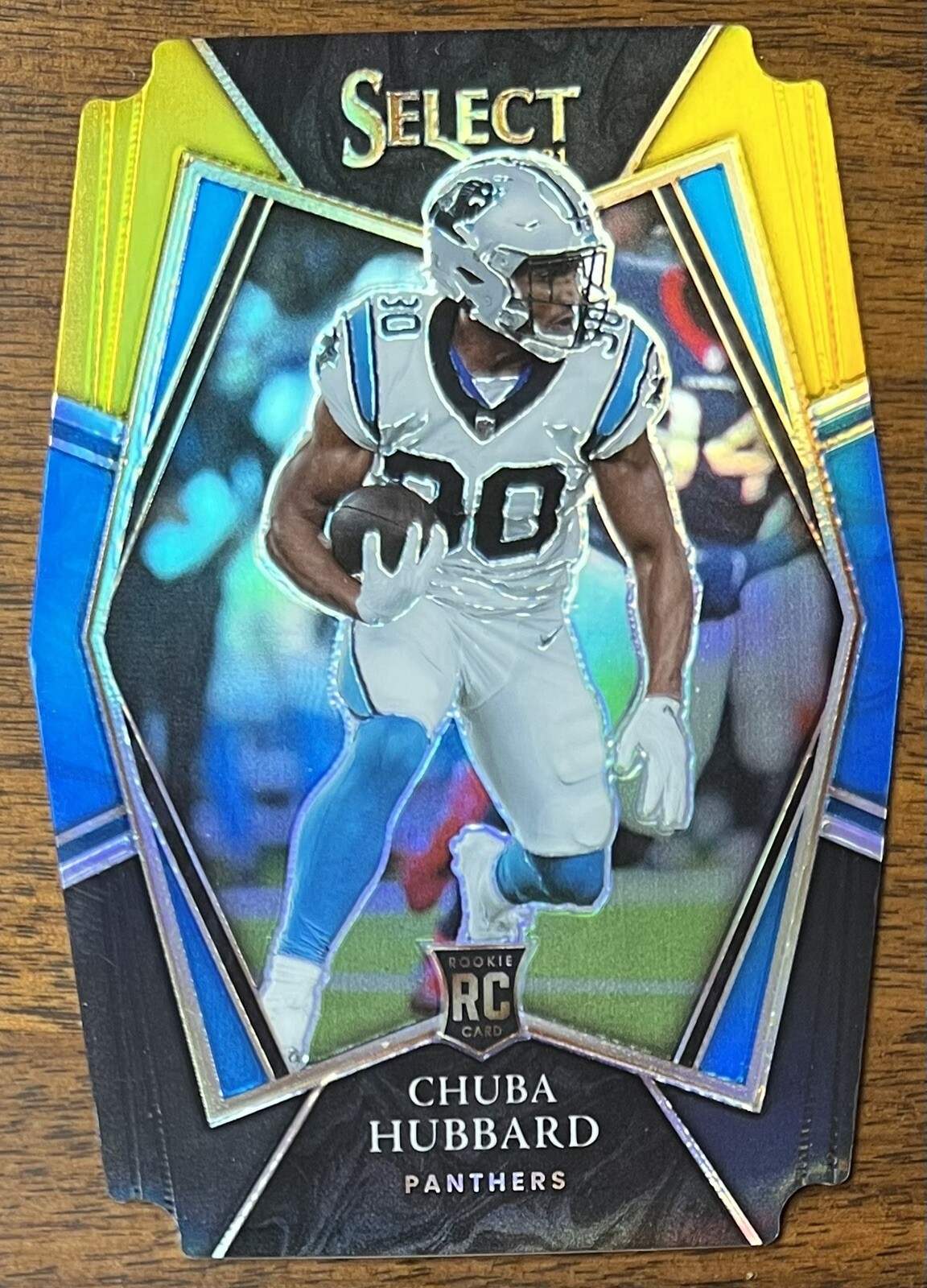 CHUBA HUBBARD 2021 SELECT PREMIER LEVEL BLACK/GOLD DIE-CUT PRIZM RC #176!!