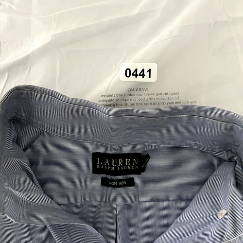Lauren Ralph Lauren Button Up Shirt Men 16 32/33 Blue Collar Striped 100% Cotton - Picture 11 of 11