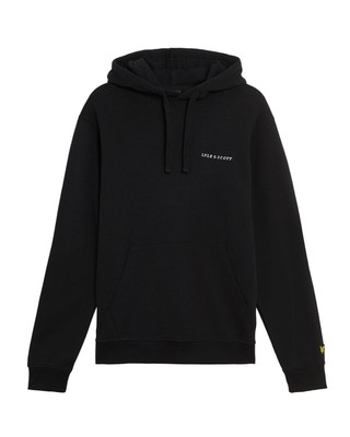 Lyle and Scott Loopback Embroidered Hoodie Jet Black  White 47477
