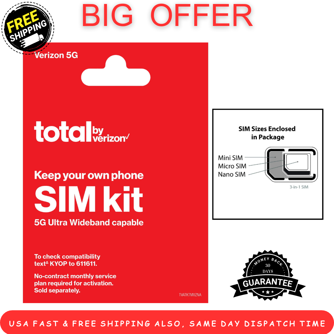 Total by Verizon BYOP Sim Kit Verizon Network, No Airtime, Prepaid