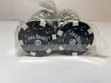Vintage Lot Of 50 Jack Daniels Old No 7 Black Poker Chips NOS