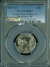 2019 D FRANK CHURCH PCGS MS67 2ND FINEST GRADE MAC SPOTLESS . 