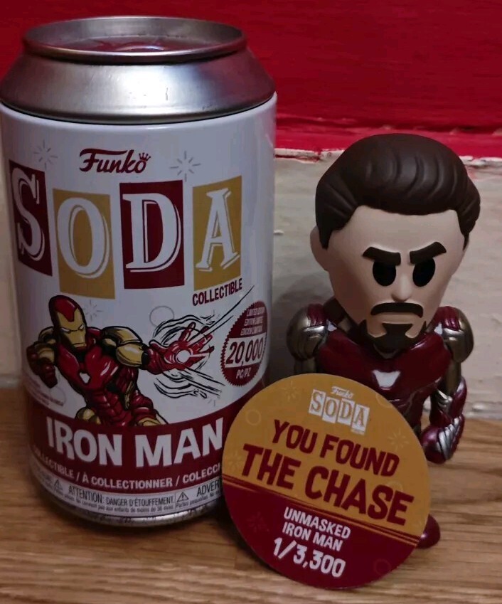 Iron Man Funko Soda CHASE  Unmasked  from Avengers Endgame