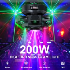 6 Arm 200W LED Moving Head Stage Light Beam Laser Light Bee Eye DMX for DJ Disco