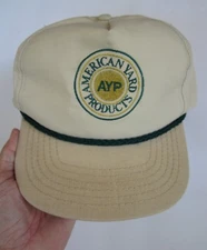 VINTAGE AMERICAN YARD PRODUCTS AYP LEATHER STRAPBACK HAT CAP, OSFA, USA MADE, VG