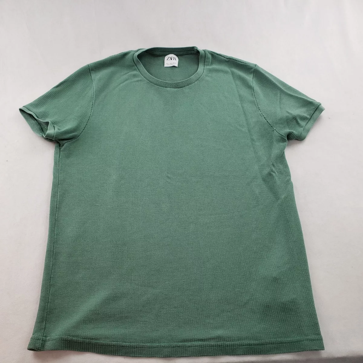 ZARA 100% Tencel Lyocell Stretch Waffle Drapey Comfy T Shirt Basic Top Women L