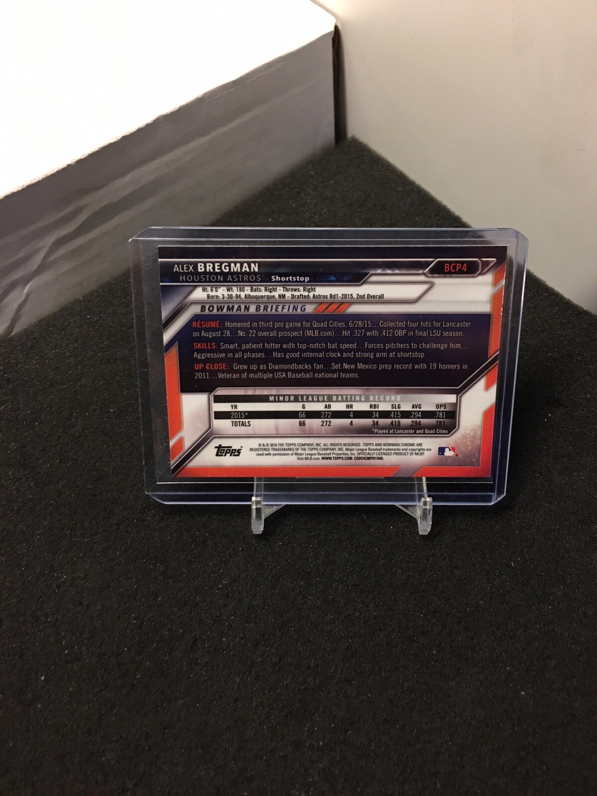 Alex Bregman 1st Rookie 2016 Bowman Chrome card BCP4 Houston Astros