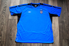 ENGLAND NATIONAL TEAM BLUE TRAINING SHIRT 2004 2006 UMBRO SIZE MENS XXL 2XL VTG