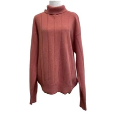 Montrer Vintage Italian Wool & Angora Dusty Pink Knit Turtleneck Sweater sz XL
