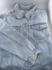 Vintage 90s Bill Blass Medium Wash Denim Trucker Jacket Women's Size Large