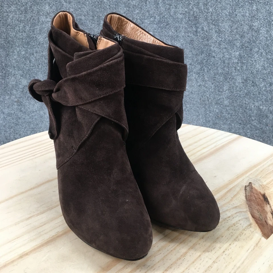 Elie Tahari Botas Mujer 39.5 Botines Tacones Botines Cuero Marrón Cremallera Foto 3 de 4