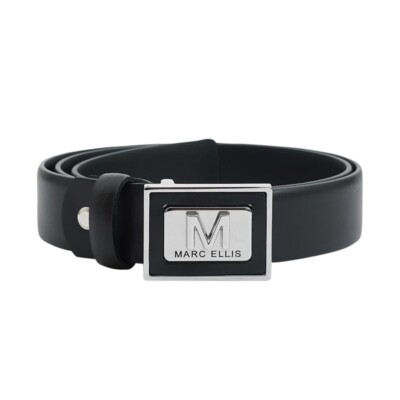 Women's Belt Marc Ellis Me Belt 93 Black Silver in leather with buckle PE24