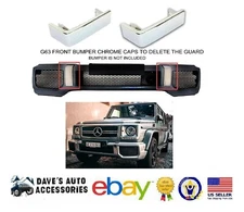 G63 FRONT BUMPER GUARD DELETE CAPS CHROME PAIR G-CLASS G-WAGON G65 BRACKETS X2
