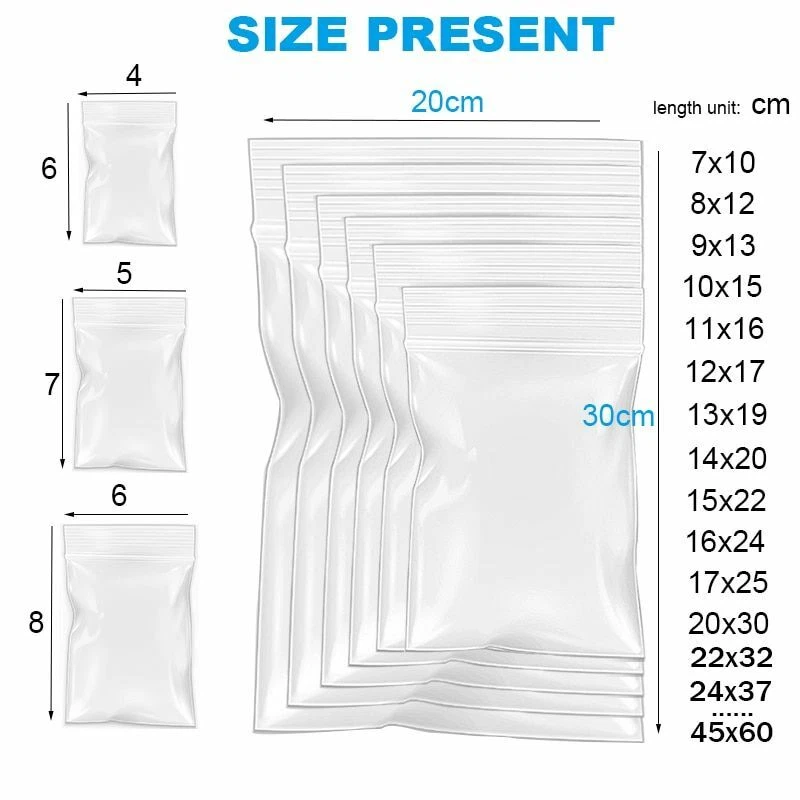 Zip Lock Storage Food Reusable Bag Freezer Clear Transparent Bags Plastic Seal - Image 2 of 4