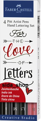 FABER-CASTELL Faber Castell Tuschestift schwarz/rot PITT artist pen Handlettering 4er Etui 115