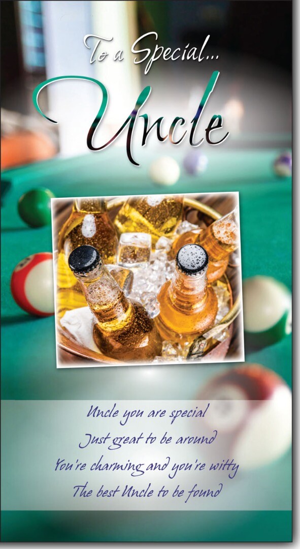 Special Uncle Cool Beers & Billiards Birthday Card w/ Colour Insert Lovely Verse