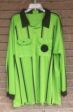 Soccer Green & Black Referee Jersey Shirt Long Sleeve Adult XL