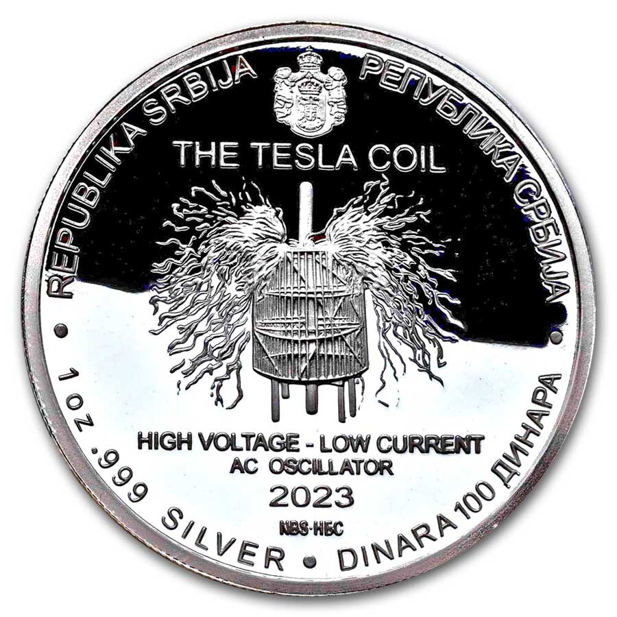 2023 テスラ銀貨 100ディナールテスラ　 反重力　プルーフ銀貨 Amazon.com: 2023 Serbia Nikola Tesla: Secret of the Universe 100