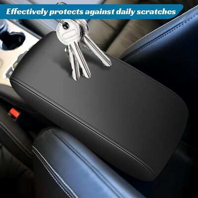 Console Lid Armrest Cover Leather for Ford Fusion 2013-2020 Red Stitch
