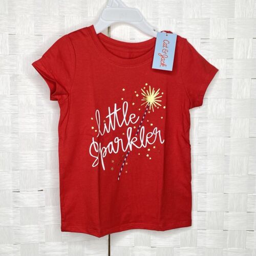 Independence Day 4th of July Shirt Little Sparkler Red White Blue Size 4T