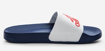 Adidas Men Adilette Shower Slipper Blue White Shoes Slide Beach
