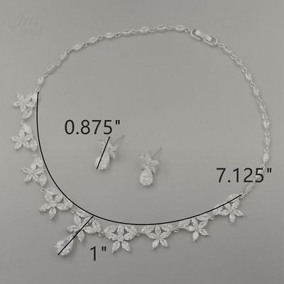 Set Gioielli Sposa Con Orecchini E Collana Placcati Oro Bianco E Zirconi - 06534