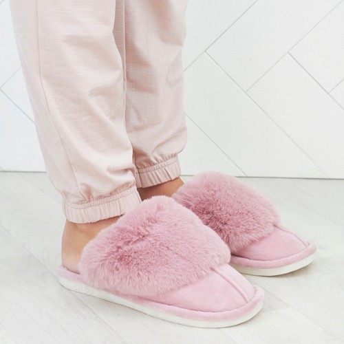 Womens Ladies Luxury Faux Fur Sheepskin Slippers Mules Non Slip Hard Sole Size - Picture 11 of 20