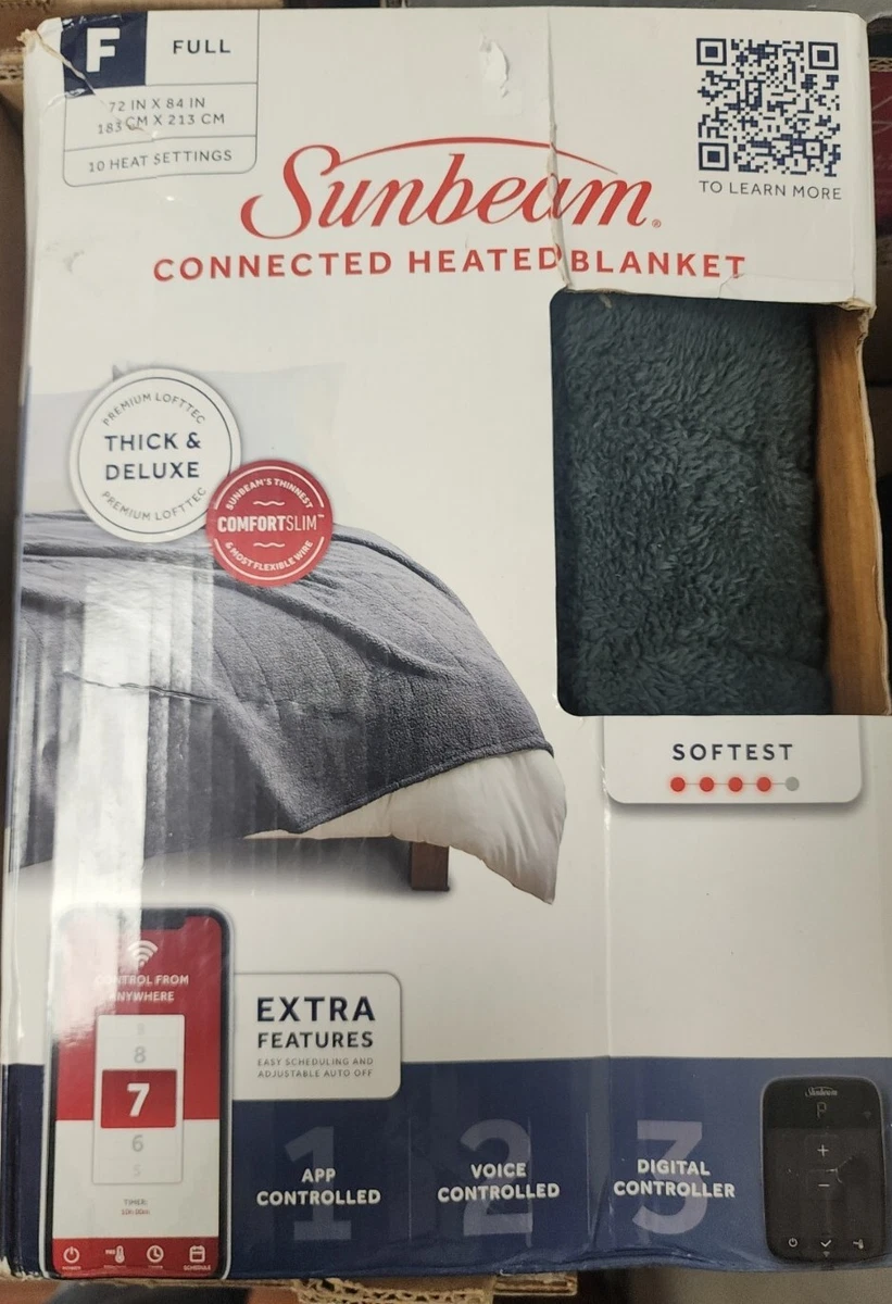 Sunbeam Full Size Electric Lofttec Heated Blanket Slate Gray Wi-Fi  Connection | eBay