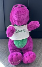 Vintage Barney The Dinosaur 13" Plush with White T-Shirt by Lyons Group 1992