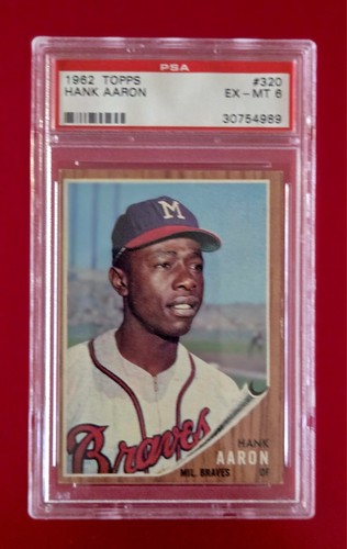 Topps 1962 Hank Aaron Milwaukee Braves #320  PSA 6 EX-MT HOF LEGEND 