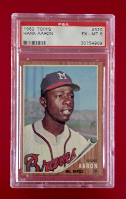 Topps 1962 Hank Aaron Milwaukee Braves #320  PSA 6 EX-MT HOF LEGEND 