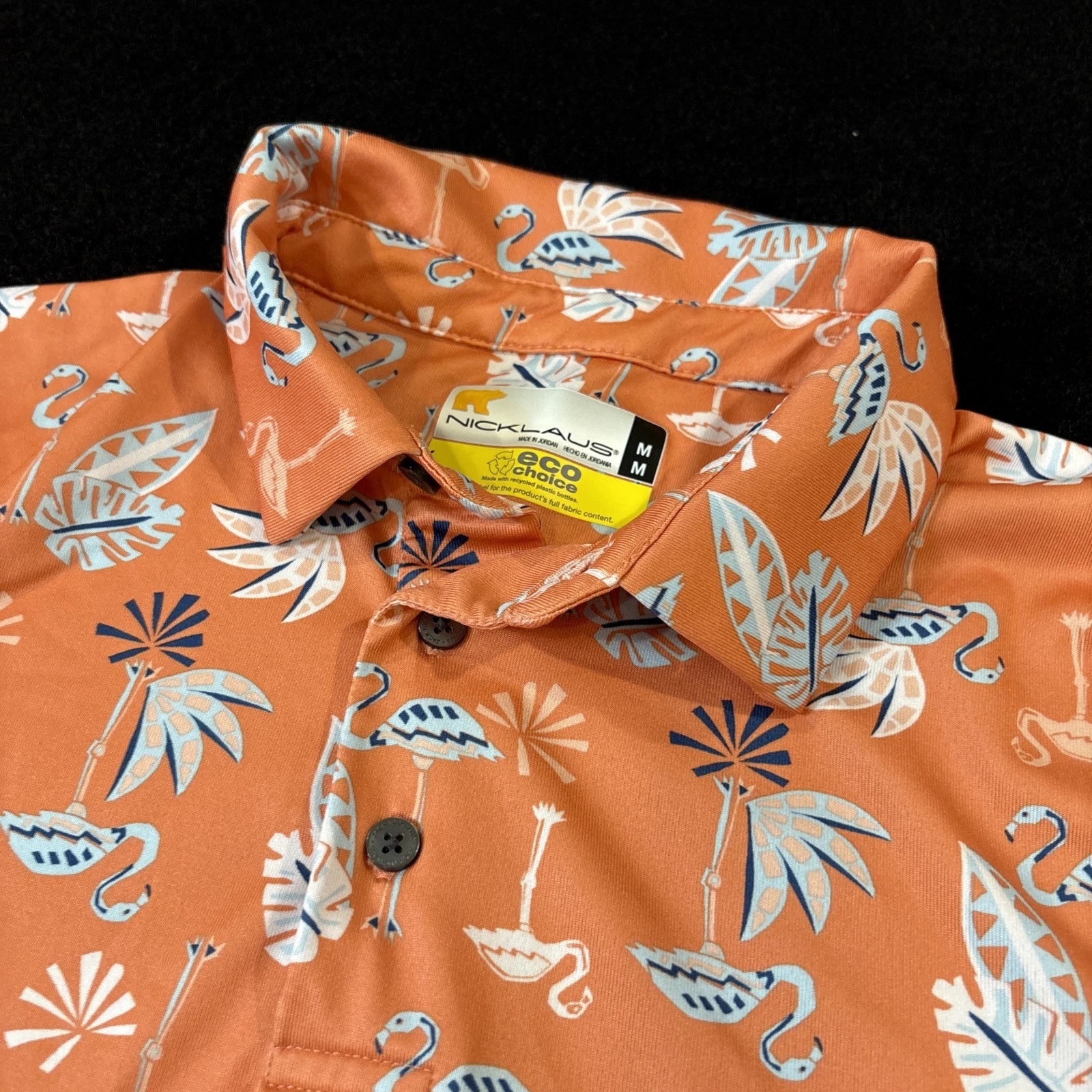 Jack Nicklaus Polo Shirt Men's Orange Flamingo Short Sleeve Golf M Eco Choice