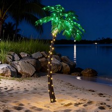 5 Feet Palm Tree 96LED Lights Artificial Fake Tree Decoration for Tiki Bar Ou...