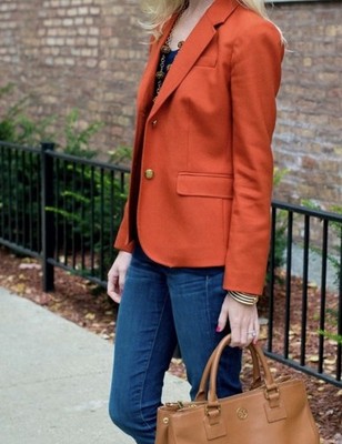 J Crew Schoolboy Blazer Size 0 Wool Burnt Orange Gold Buttons