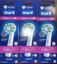 3 X 3ct Oral-B CrossAction Electric Toothbrush Replacement Brush Heads Refills