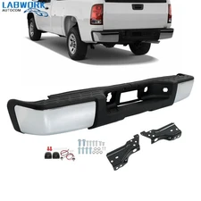 Steel Rear Bumper Assembly For Chevy Silverado GMC Sierra 1500 2007-2013 Chrome