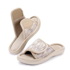 Women's Adjustable Wrap Memory Foam Slide Slipper 5-6 Beige