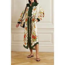 NWOT Alemais Elisabetta Midi Floral Linen Shirtdress Size 8