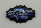 Vintage Delft Style Windmill Scene Brooch Blue White Porcelain Effect Pin