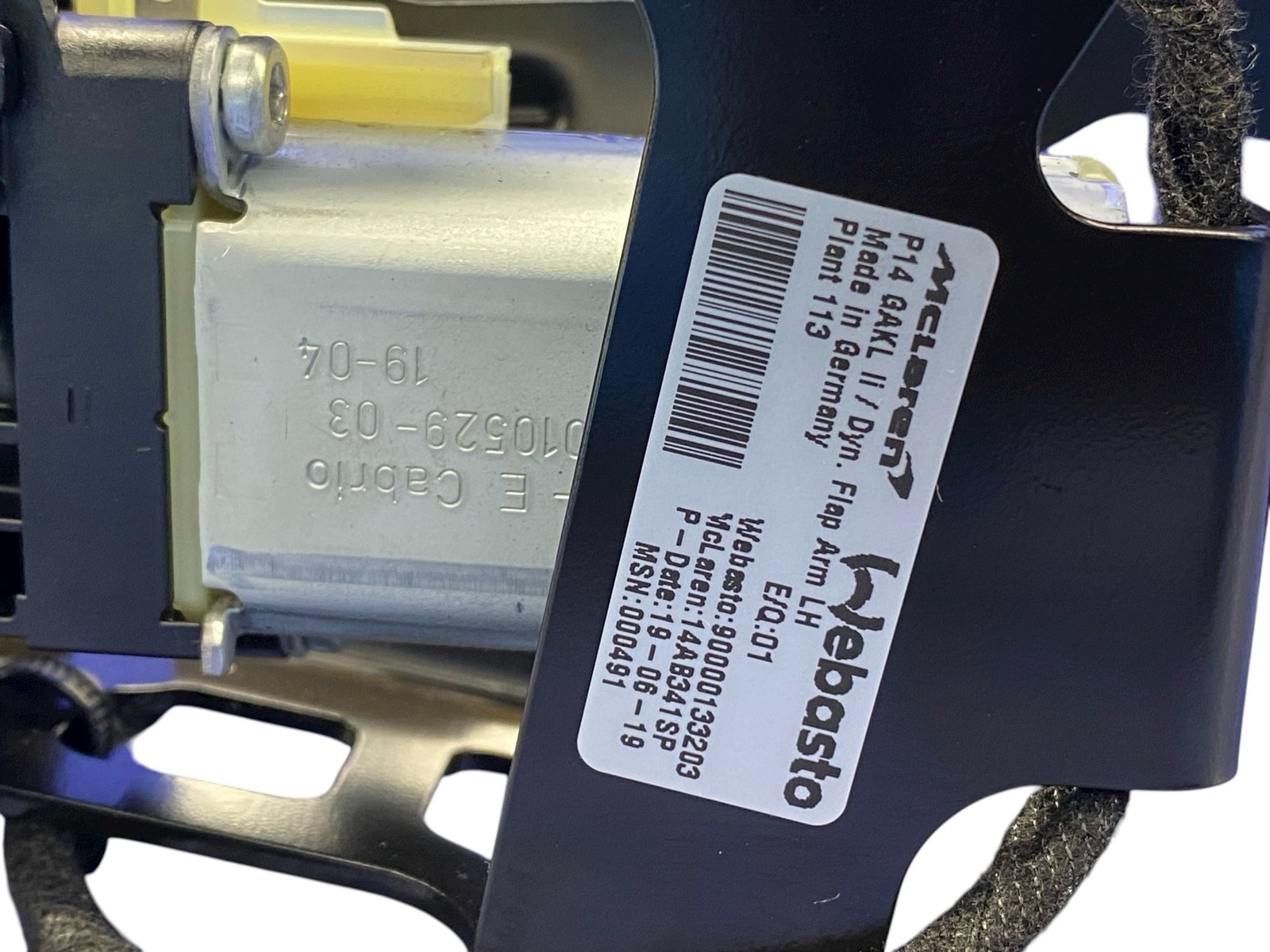2018-2023 MCLAREN 720S CONVERTIBLE REAR LEFT DYNAMIC LIFT FLAP ARM MOTOR OEM