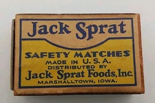 Vintage Jack Sprat Safety Matches in Box IA Marshalltown Strike on Box is Full