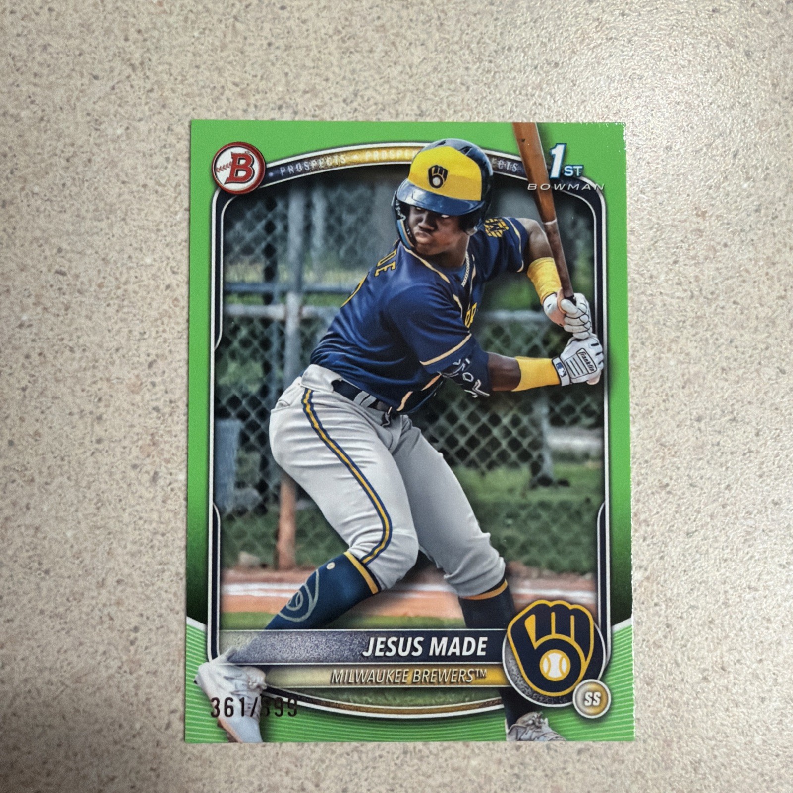 2025 Bowman Jesus Made 1st Green /399 Milwaukee Brewers 