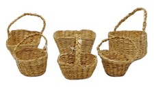 VTG Miniature Seagrass Wicker Woven Basket Mini Small Tiny Dollhouse Decor Lot 6