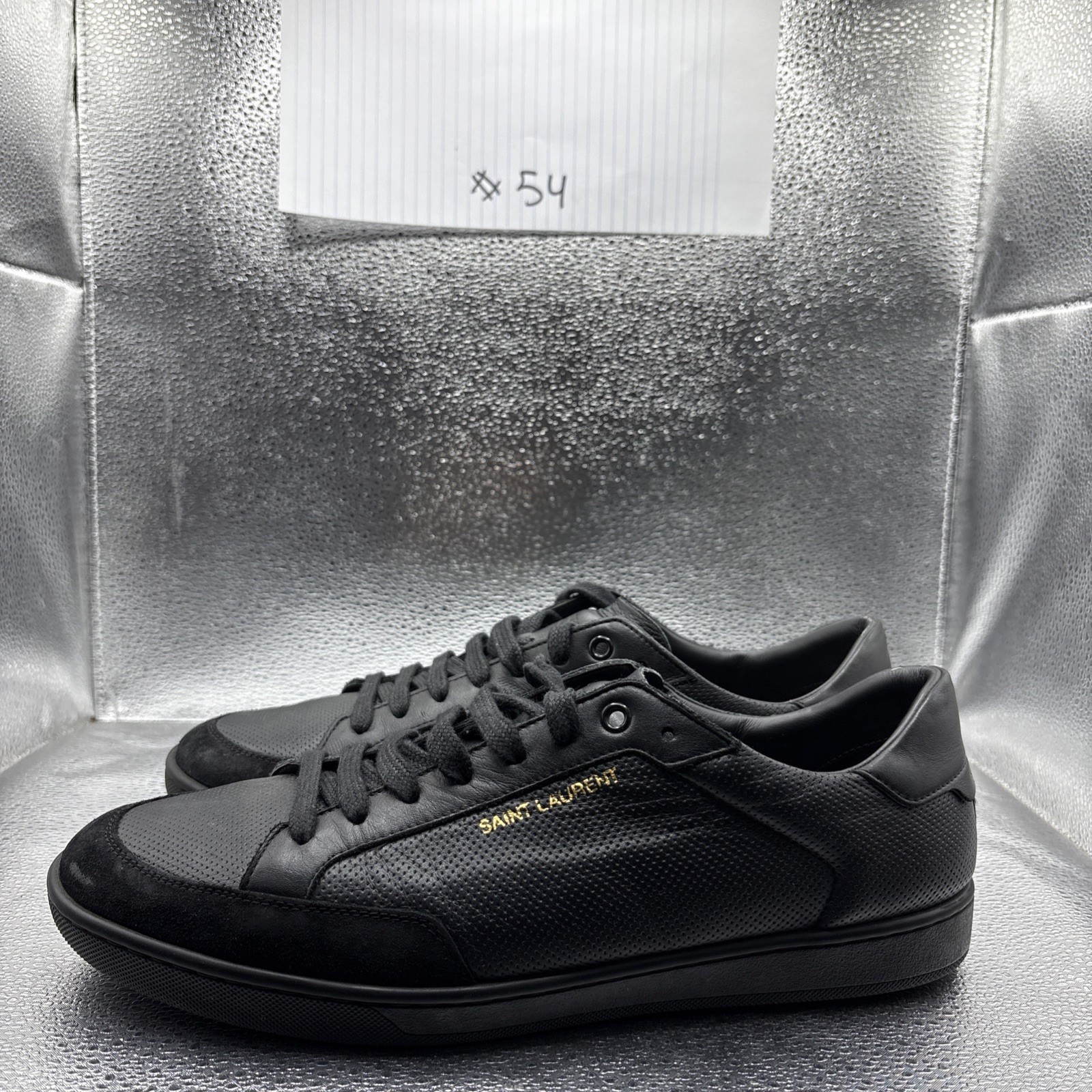 Saint Laurent Andy Sneaker da uomo basse in pelle con lacci nere (taglia 44 EU 11 US)