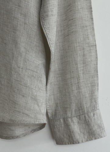 Reiss “Ocean” Long Sleeve Linen Shirt Grandad Collar Oatmeal Large /reg - Picture 11 of 14