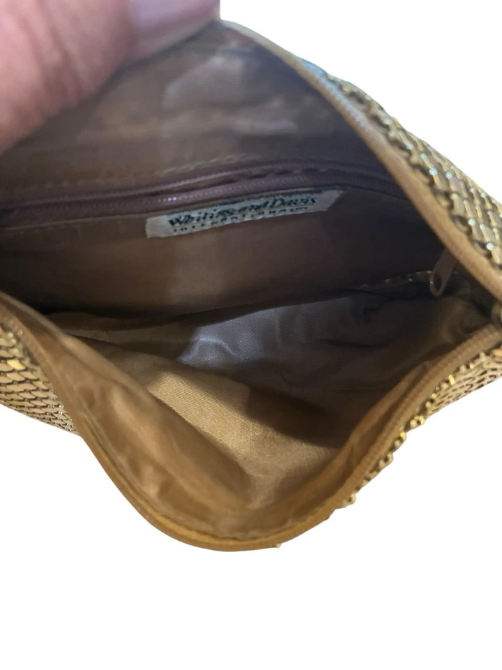 Bolso clutch vintage de malla dorada Whiting and Davis Co era Art Deco Foto 3 de 4
