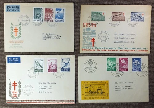 Finland 1950/55 lot of 4 semipostal FDC