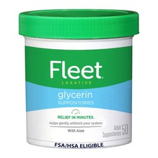 50 Count Pack of 1 , Fleet Glycerin Suppositories Adult Laxative Jar, 50 Each