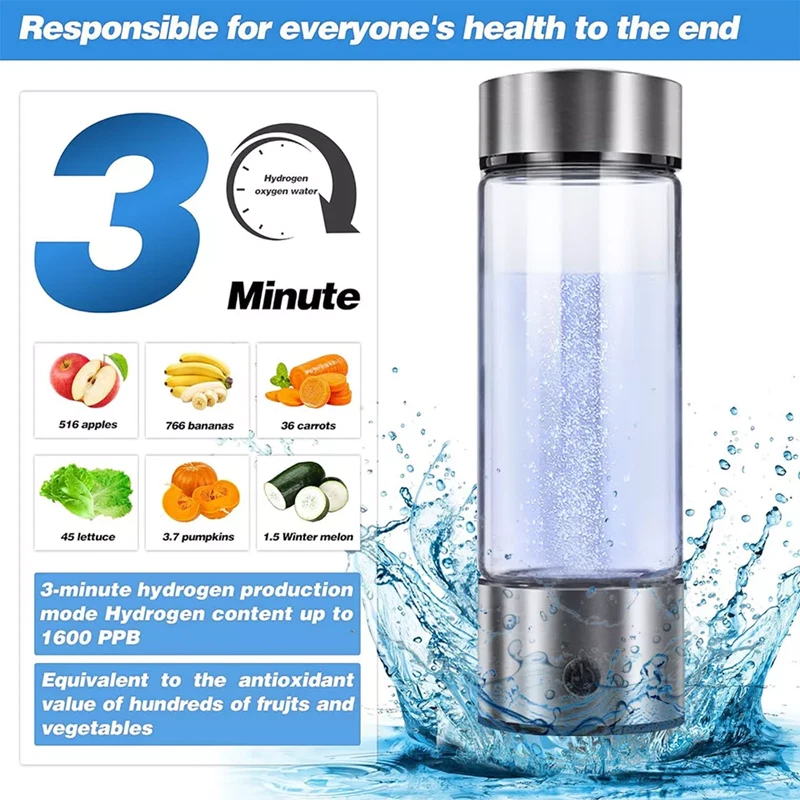 450mL Hydrogen-rich Generator Water Maker Cup Bottle Ionizer-Maker Water Bottle - Image 2 of 4