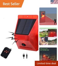 Solar Outdoor Motion Sensor Alarm-129db Loud Siren Lamp Noise Maker, 4 Workin...